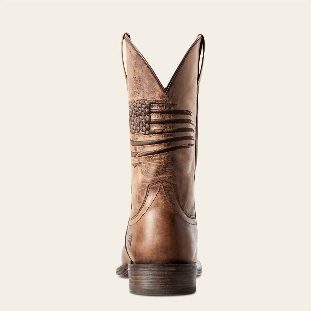 NEW ARIAT men's circuit patriot cowboy boot in weathered tan - Picture 3 of 6